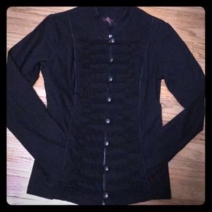 Black Royal Bones zip-up/ Button-down Overcoat